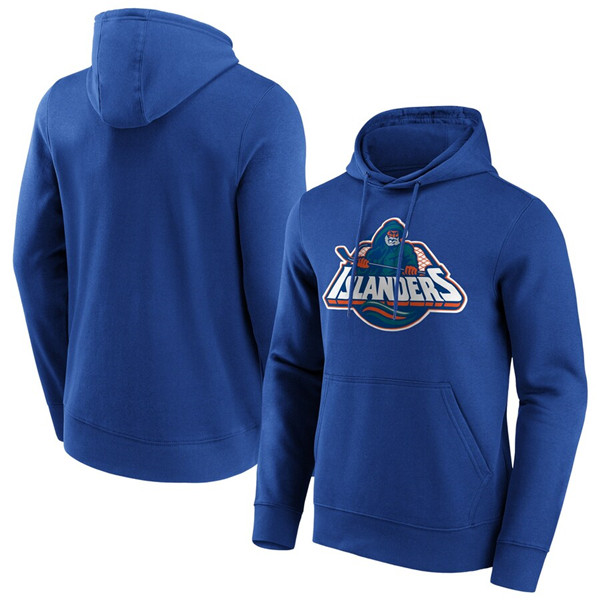 Men's New York Islanders Champion Heathered Gray Reverse Weave Pullover Hoodie